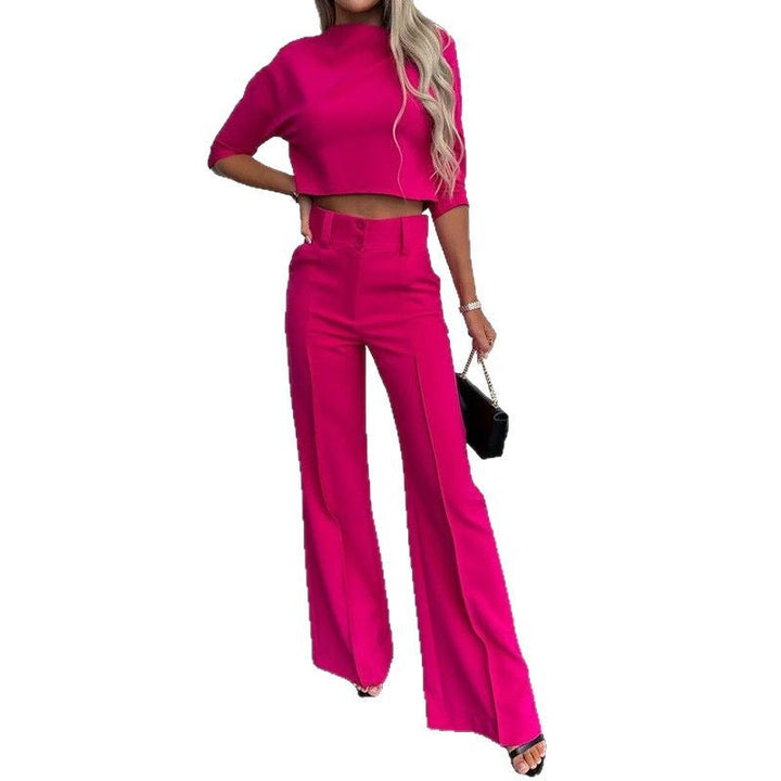 Damen Kombination aus cropped Oberteil und weit geschnittenen Hose Drune