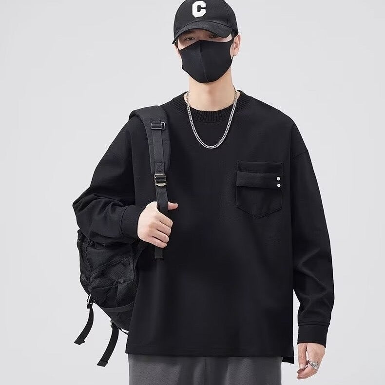 Herren lässiges Langarmshirt mit praktischer Brusttasche Drune