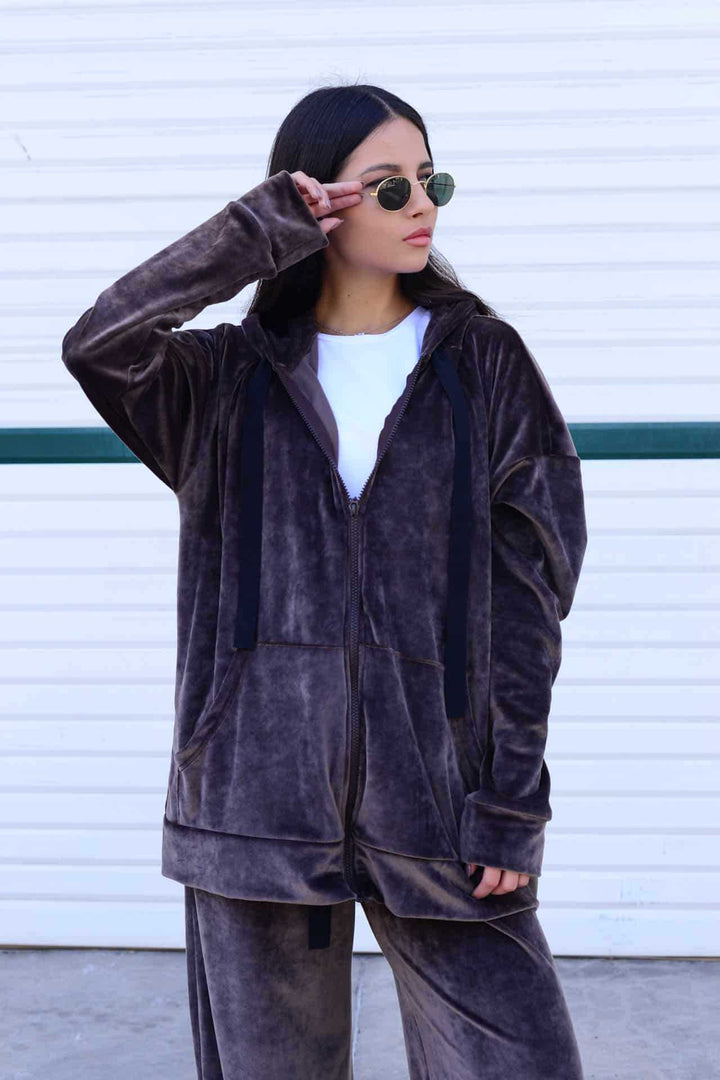 Damen bequeme und stilvolle Kapuzenjacke Drune