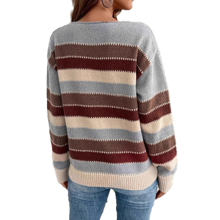 Damen gemusterter Strickpullover mit lässigem Schnitt und feiner Textur Drune