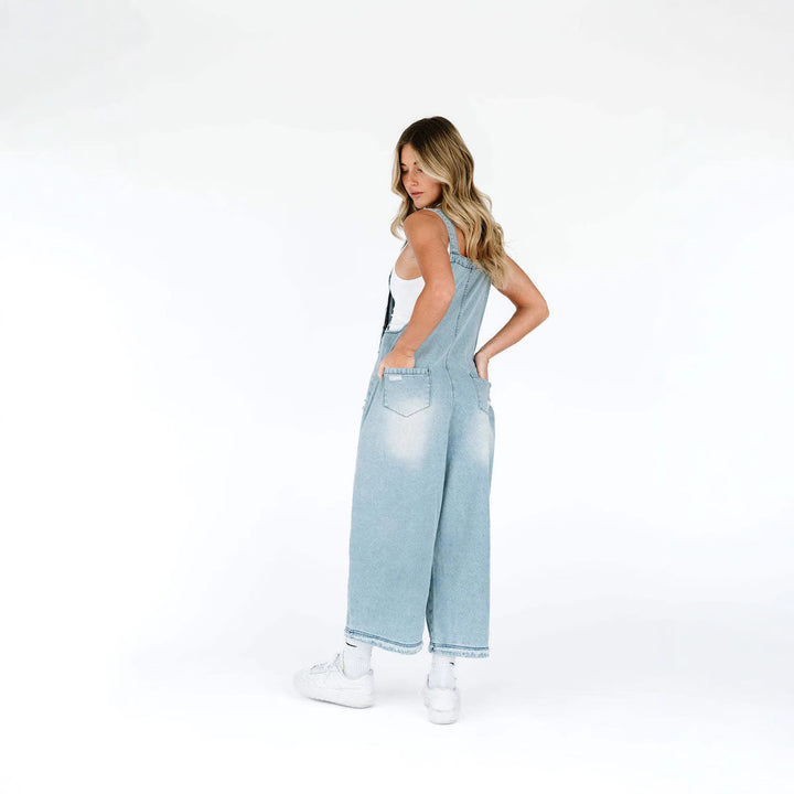 Damen lässige Denim-Latzhose mit trendigen Destroyed-Details Drune