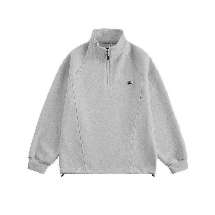 Herren leichter Stehkragen Fleece-Pullover mit halbem Reißverschluss Drune