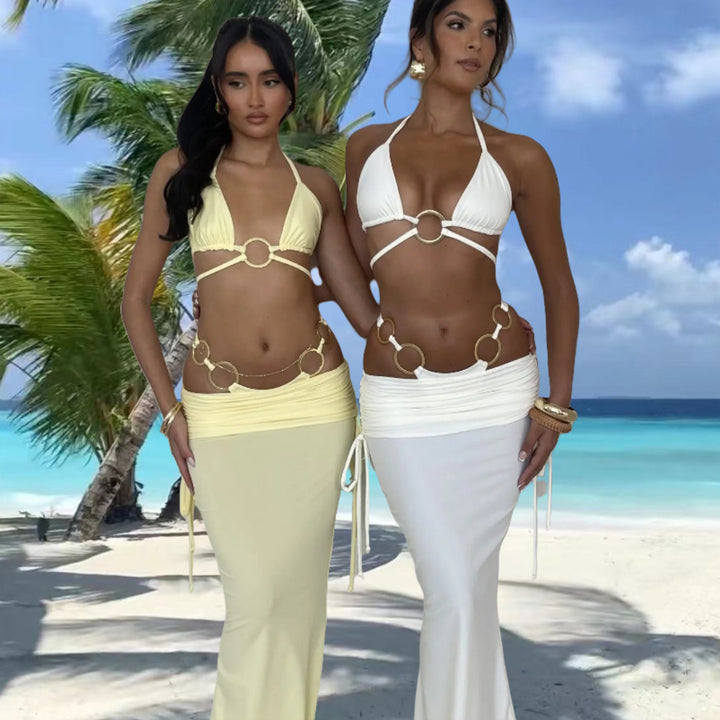 Damen Bikini-Set mit elegante Ringe und hohem Bund Drune