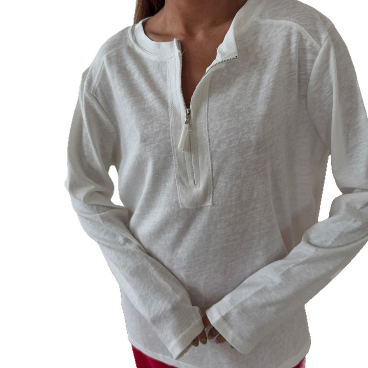 Damen Langarmshirt mit modischem Reißverschluss und sanften Nähten Drune