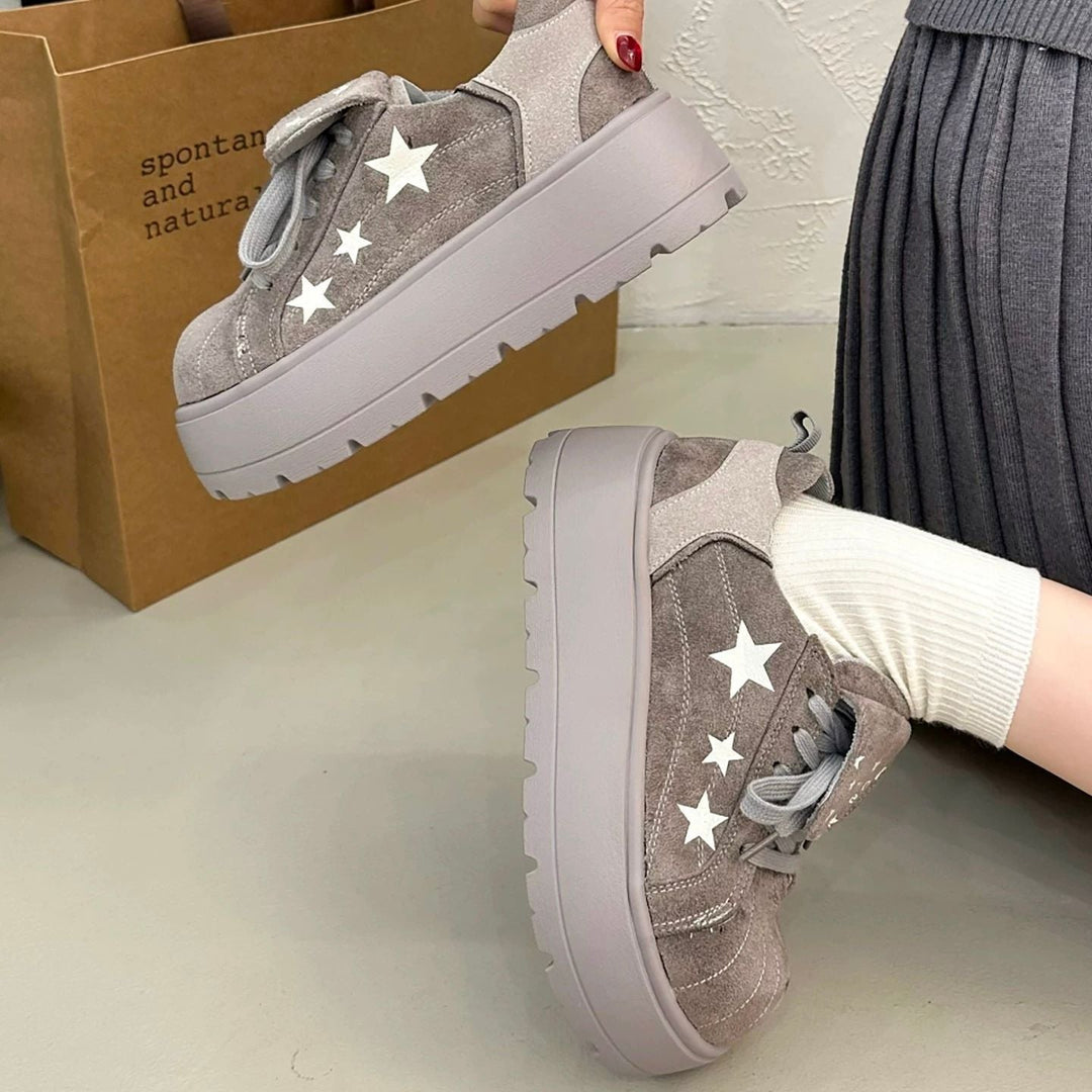 Damen Plateau-Sneaker mit modischen Sternen-Details und bequemem Klettverschluss Drune
