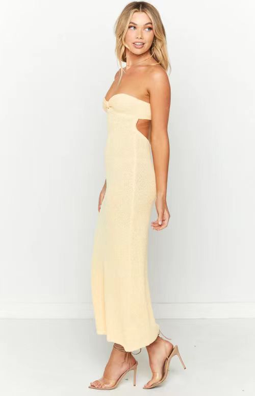 Damen Maxikleid mit elegantem Bandeau-Ausschnitt und minimalistischer Silhouette Drune
