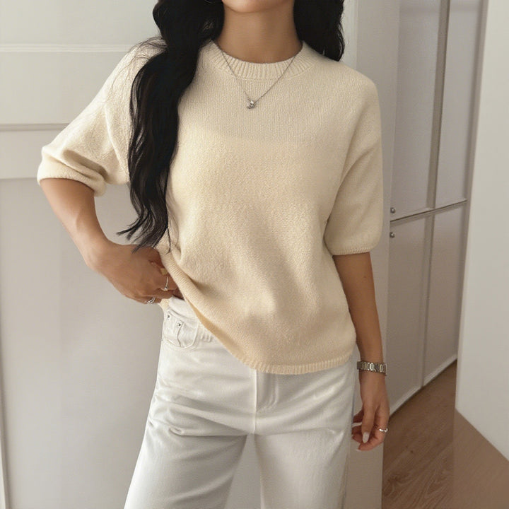 Damen lässiges Oversize-T-Shirt aus weichem Strick Drune