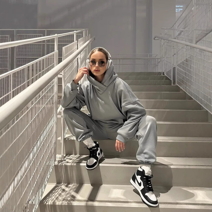 Damen Hoodies und Jogginghose Set Drune