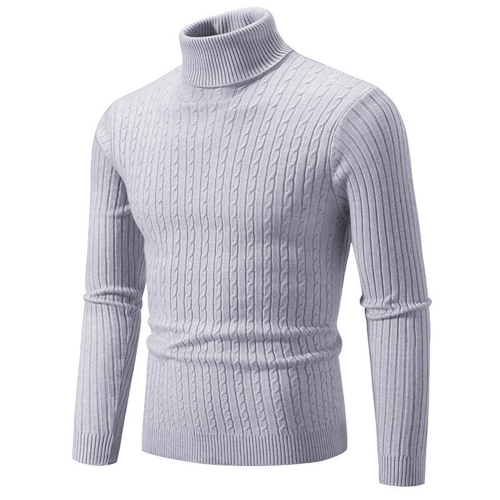 Herren nan Rollkragenpullover mit Zopfstrick und schlanker Passform Drune