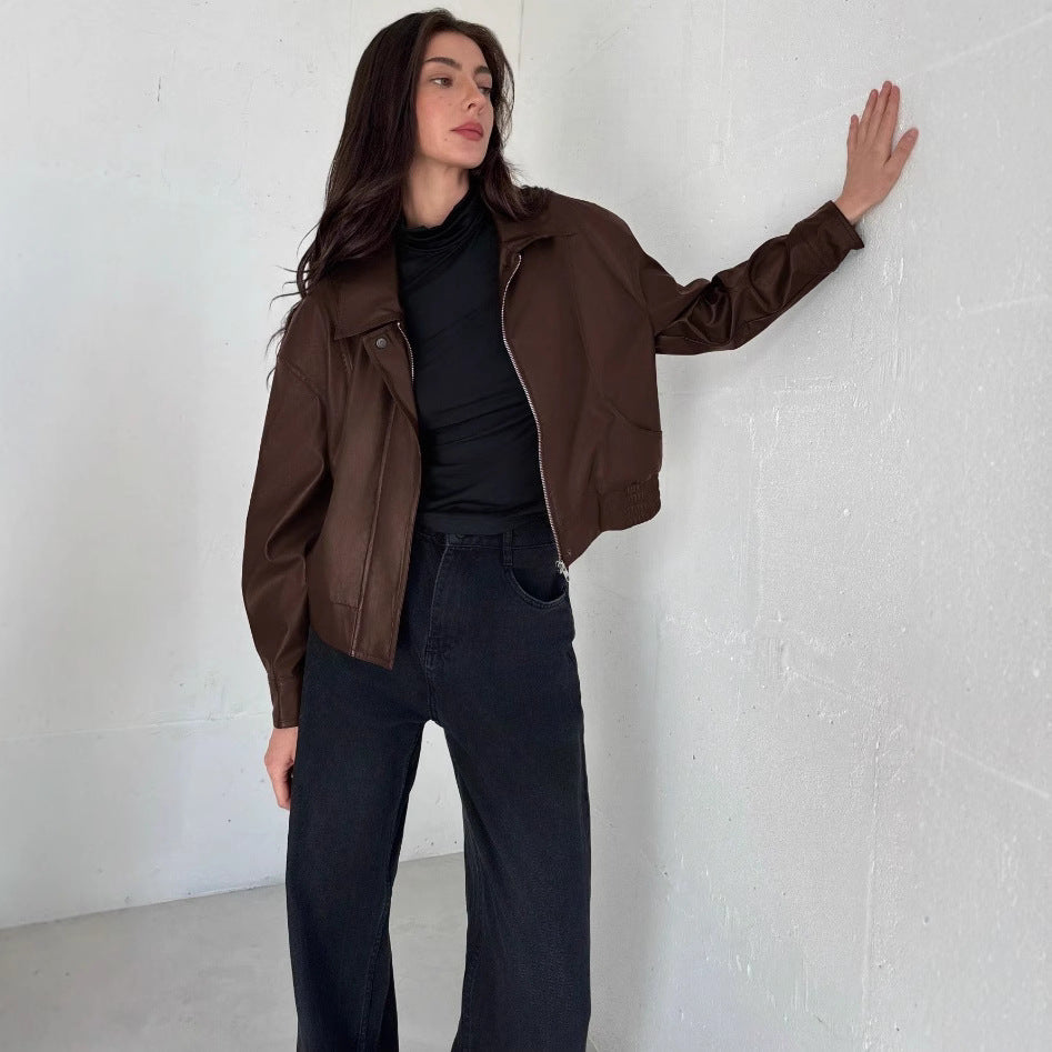 Damen Kunstlederjacke im modernen Biker-Stil Drune