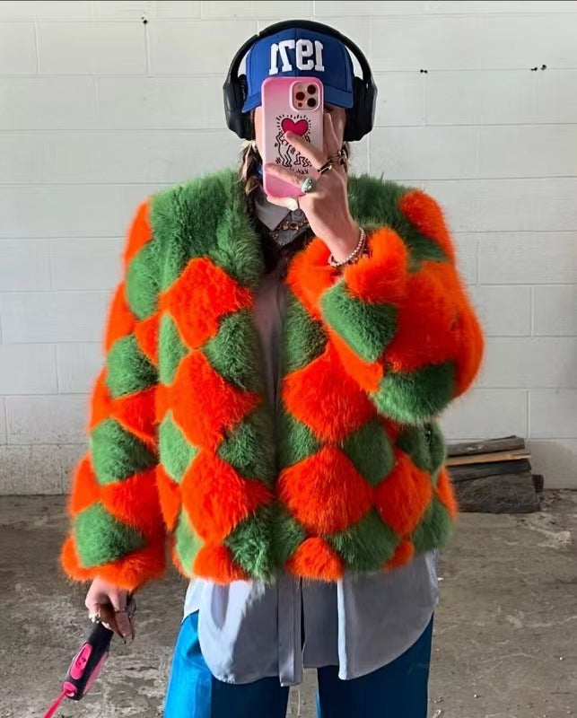 Damen Kuschelige und auffällige Kunstpelzjacke Drune