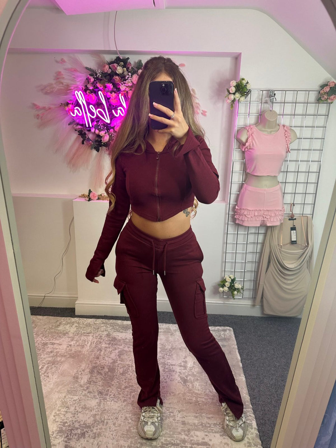 Damen Crop-Top und Cargo-Hose Set Drune