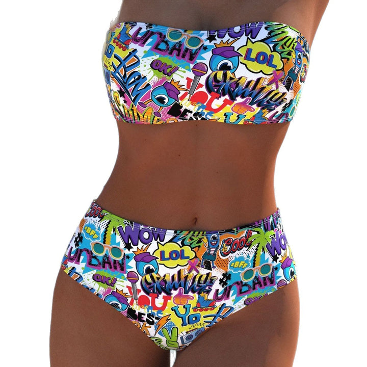 Damen Bikini-Set mit modernem Wickeldesign und lebhaftem Muster Drune