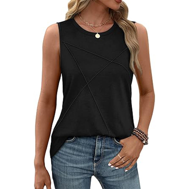 Damen ärmelloses T-Shirt mit modernem geometrischen Design Drune
