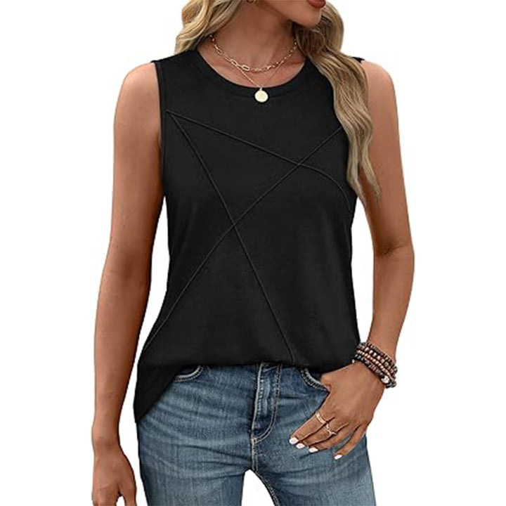 Damen ärmelloses T-Shirt mit modernem geometrischen Design Drune
