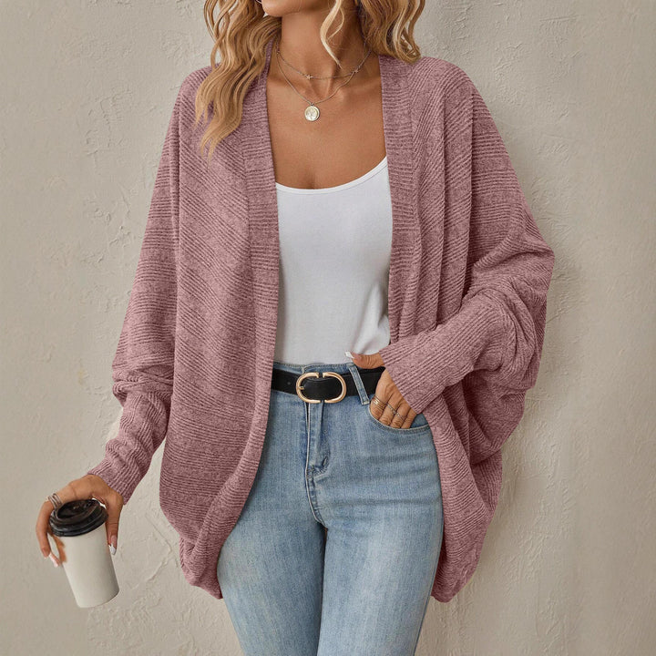 Damen lässige Strickjacke mit offenem Schnitt und modernem Texturmuster Drune