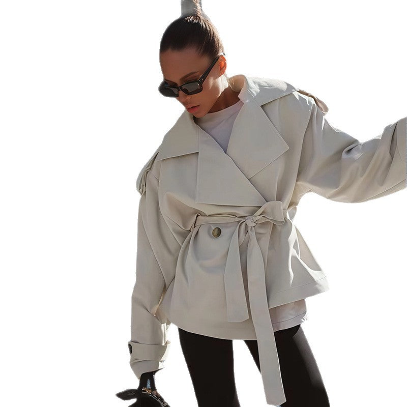 Damen modische Trenchjacke mit Gürteldesign und lässigem Schnitt Drune