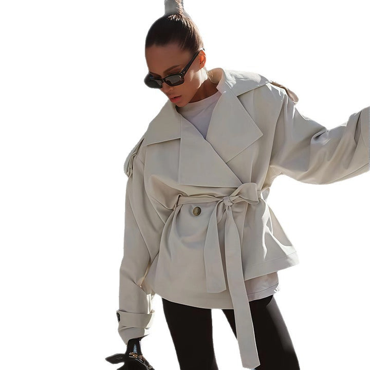 Damen modische Trenchjacke mit Gürteldesign und lässigem Schnitt Drune