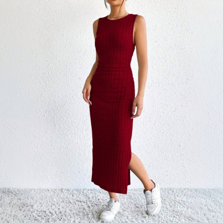 Damen Strickkleid mit langem Cardigan und seitlichem Schlitz Drune