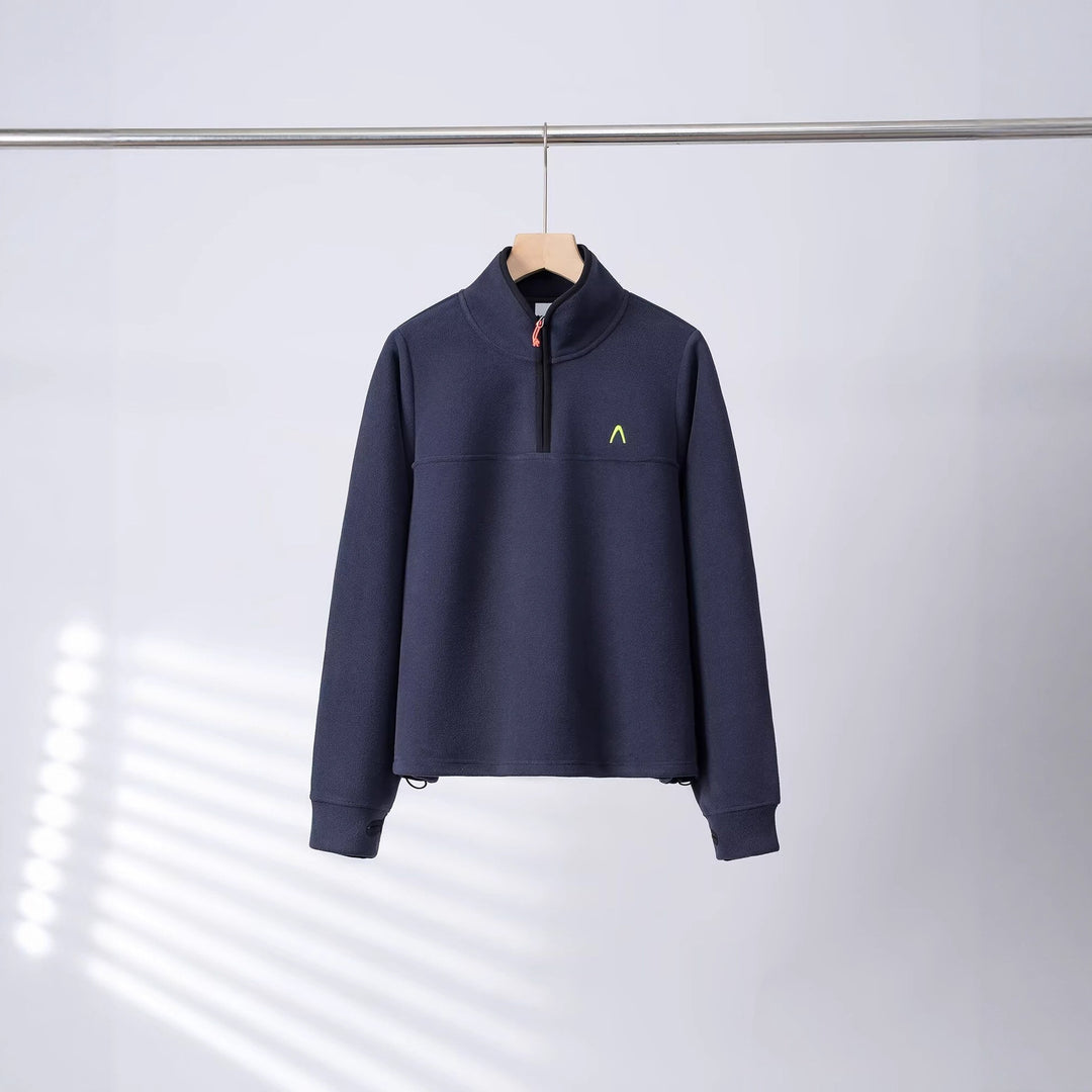 Damen Fleece-Pullover mit halbem Reißverschluss und elastischen Bündchen Drune