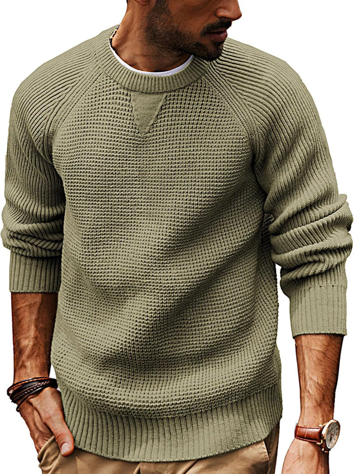 Herren lässiger Strickpullover mit strukturiertem Gewebemuster und Rundhalsausschnitt Drune