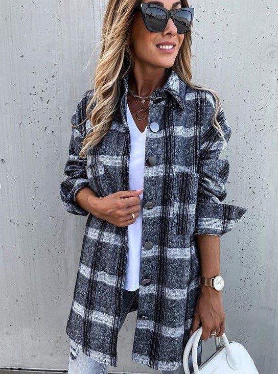 Drune | Oversized Hemdjacke Karomuster Lässiger Chic