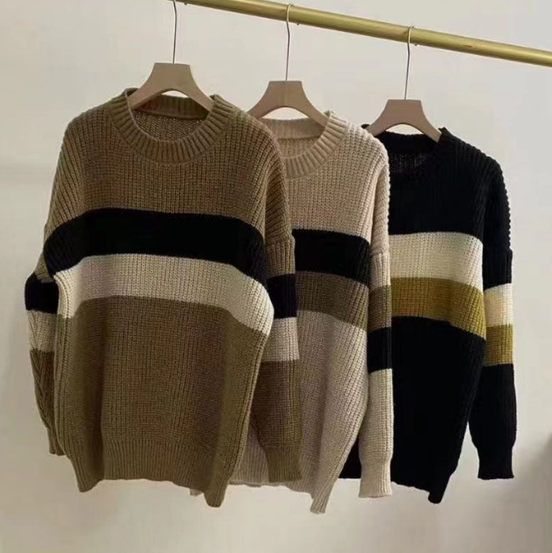 Damen Lässiger Strickpullover im modernen Blockdesign mit extra weitem Schnitt Drune