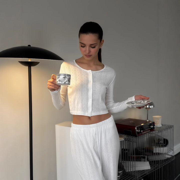 Damen Zweiteiliges Lounge-Set mit strukturierter Textur Drune