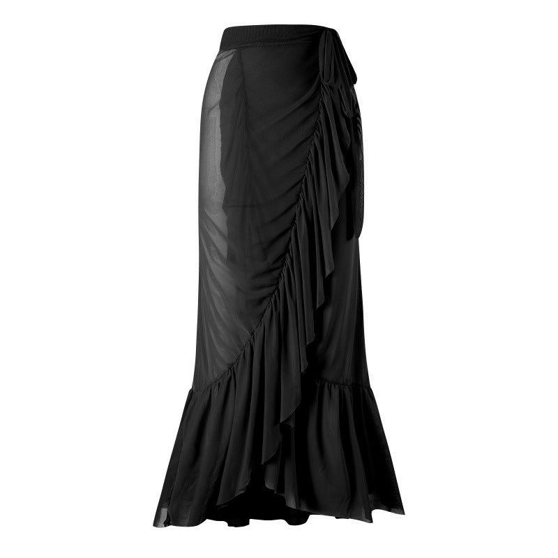 Damen Einteiler Badeanzug mit dekorativen Blumenapplikationen und elegantem Wickelrock Drune