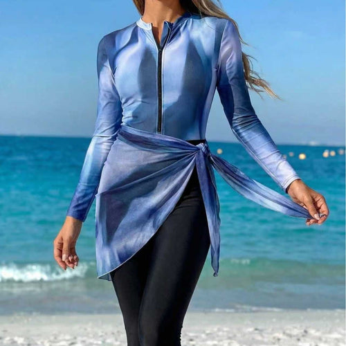 Damen modischer Rashguard mit asymmetrischem Wickeldesign Drune