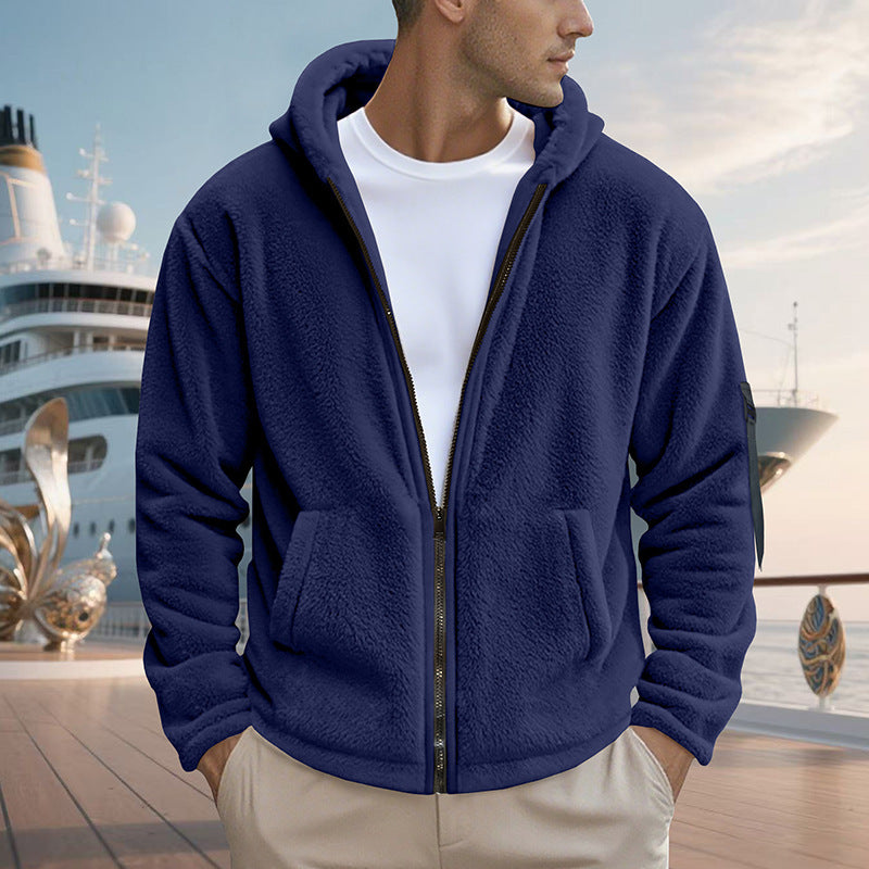 Herren Fleecejacke mit Kapuze und praktischen Taschen Drune