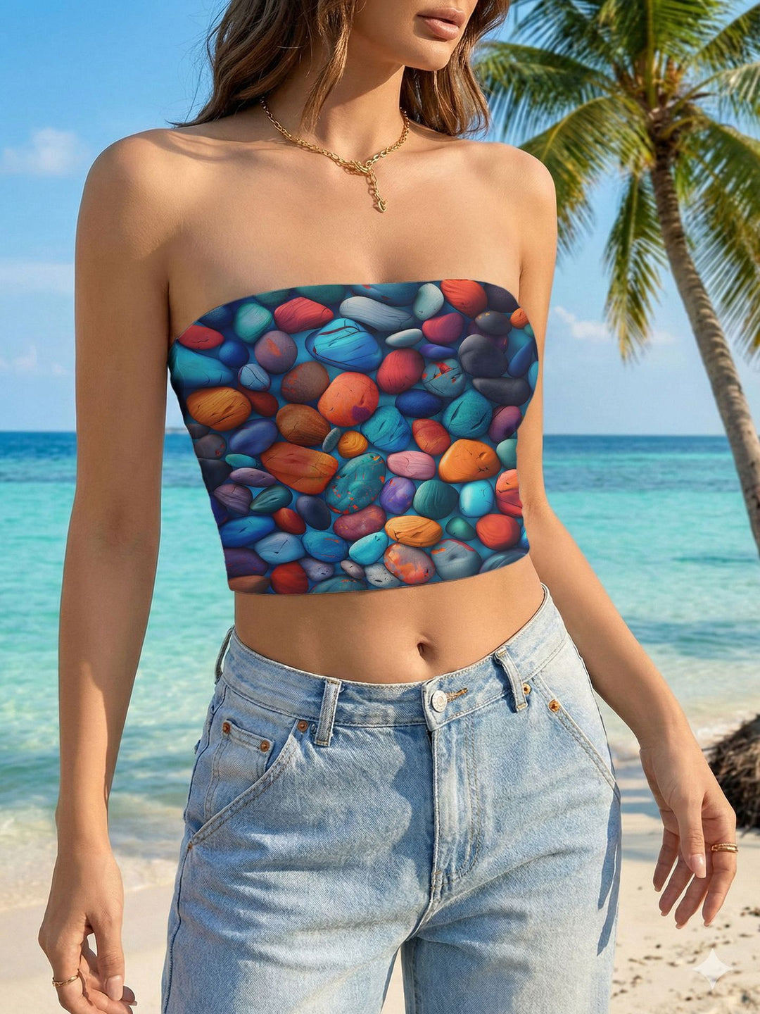 Damen Bandeau-Top mit lebhaftem Blumendesign Drune