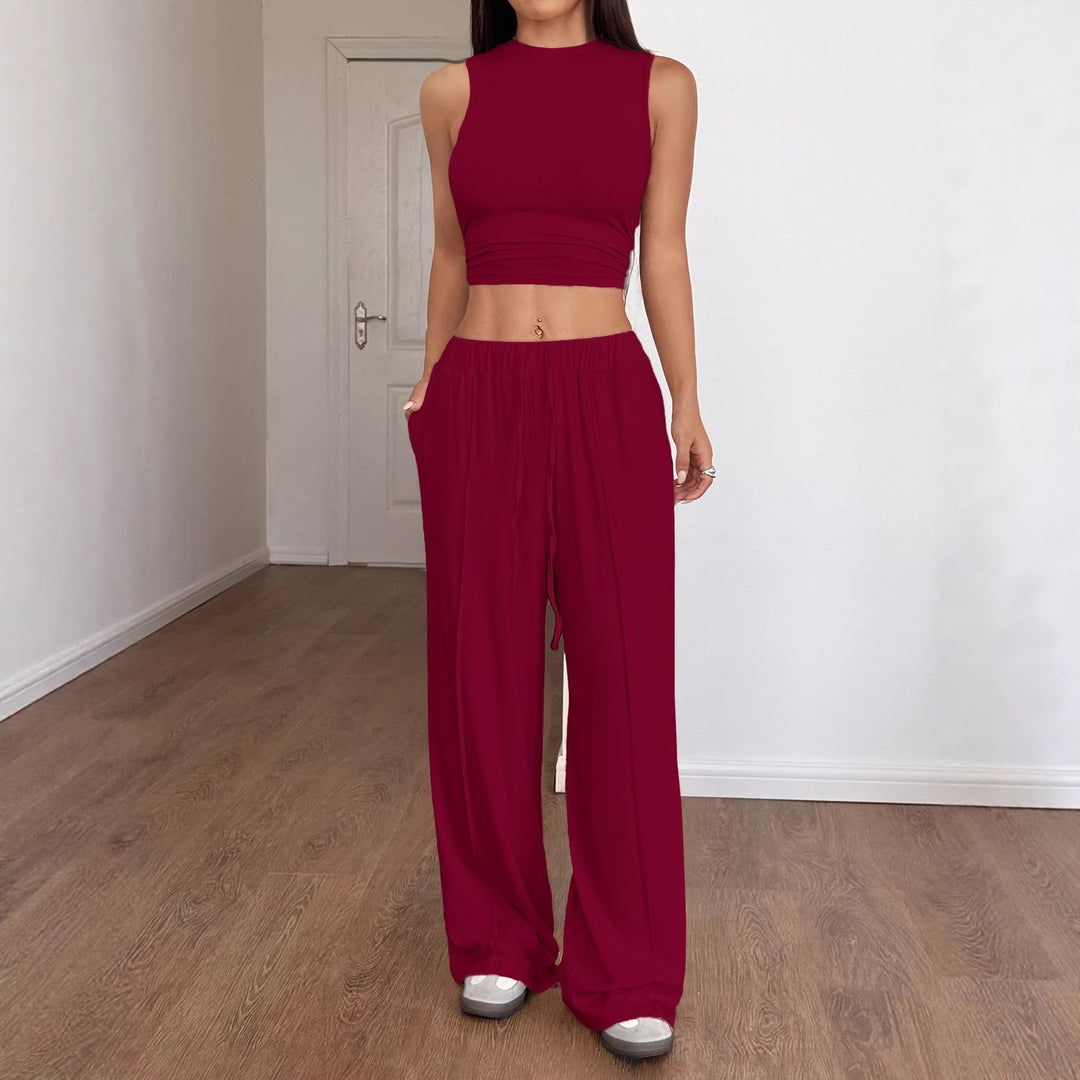 Damen Lounge-Set mit ärmellosem Oberteil und weiten Hosen Drune
