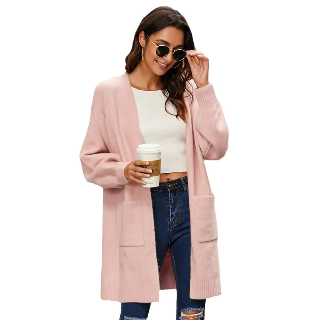 Damen gemütlicher Strickcardigan mit tiefen Taschen und weichem Material Drune