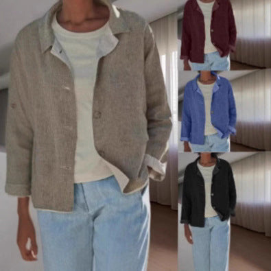 Damen Leichte und lässige Baumwolljacke mit geknöpften Details Drune