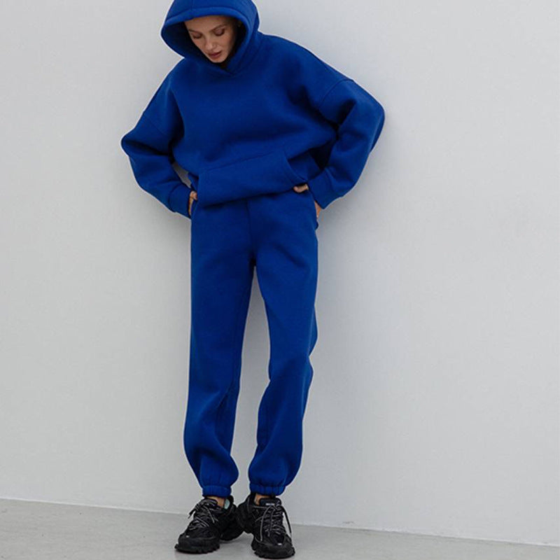 Damen sportliches Fleece-Set mit hohem Kragen Drune
