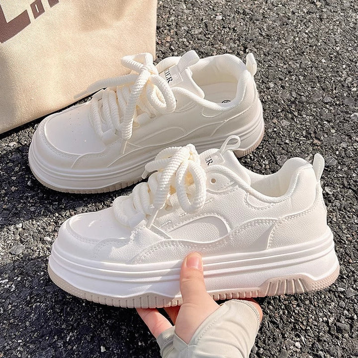 Damen Plattform Sneaker mit dicker Sohle und atmungsaktivem Obermaterial Drune