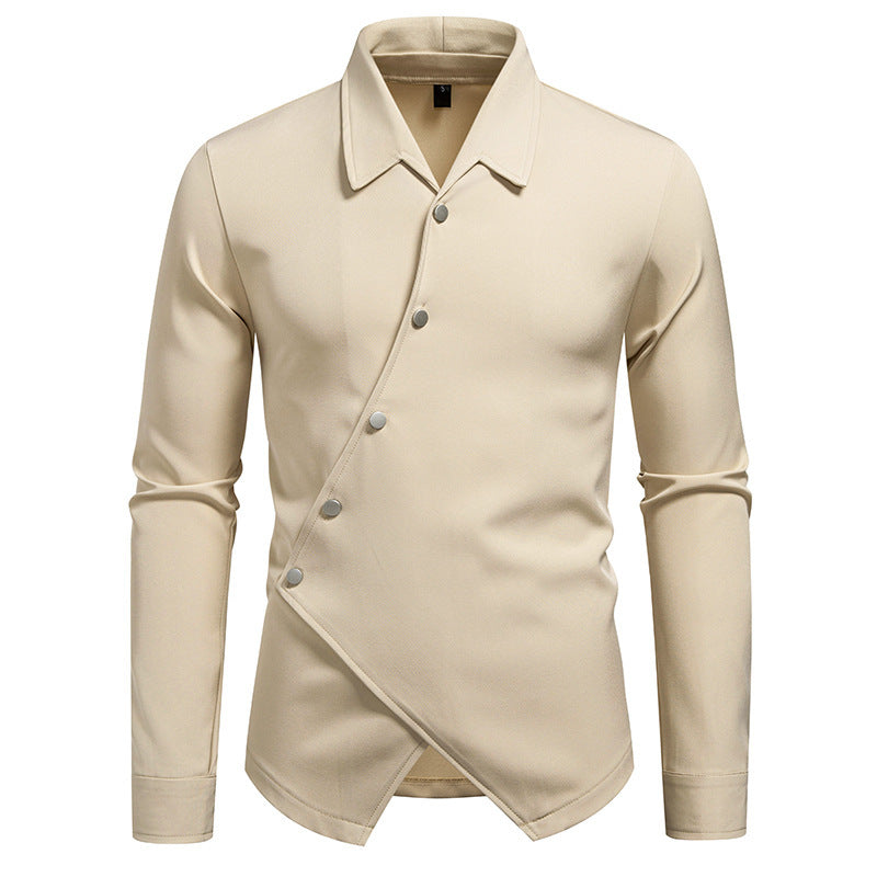 Herren modisches Hemd mit asymmetrischem Knopfdesign und eleganter Passform Drune