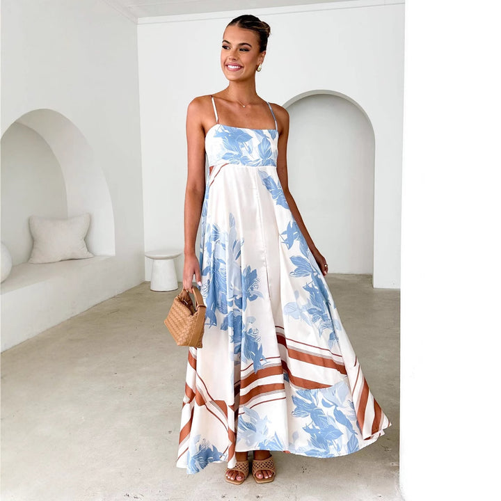 Damen Maxikleid mit verspieltem Blumendesign und ausgeschnittenen Details Drune