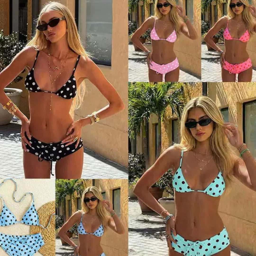 Damen Trendiger Punkte-Bikini mit verstellbarem Höschen Drune