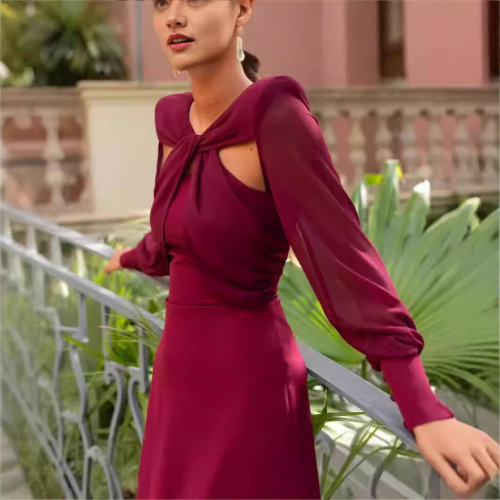 Damen Elegantes Chiffonkleid mit Cut-Out-Details Drune