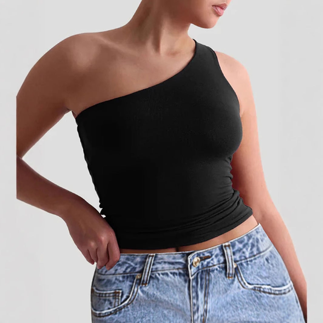 Damen asymmetrisches Trägershirt aus elastischem Material Drune