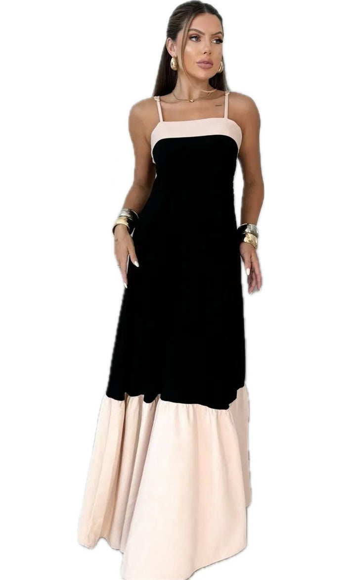 Damen Maxikleid aus hochwertiger Baumwolle mit kontrastierendem Saum Drune