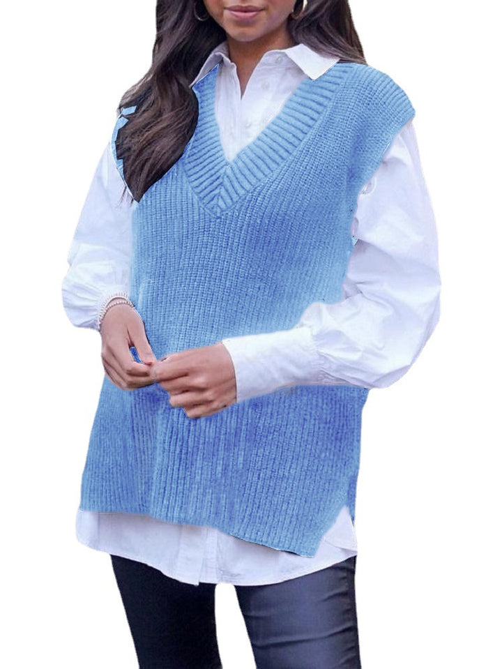 Damen Strickweste im modernen Oversized-Schnitt mit V-Ausschnitt Drune