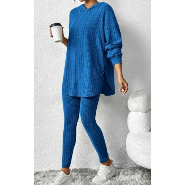 Damen Bequemes Lounge-Set mit Kapuze und schmalen Hosen Drune