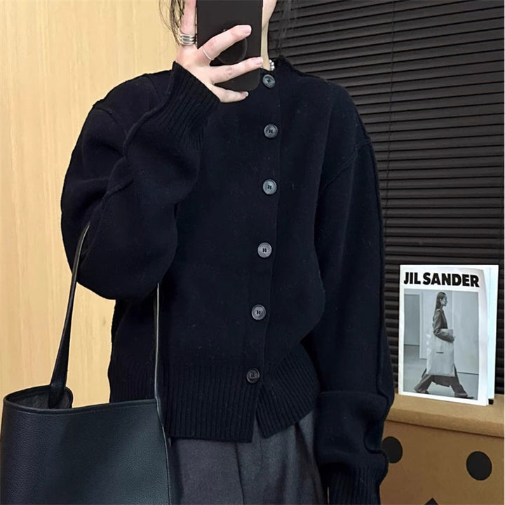 Damen Strickjacke mit stylischem Knopfverschluss und voluminösen Ärmeln Drune