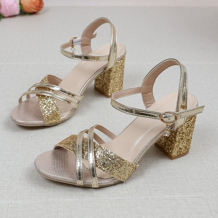 Damen glamouröse Absatzsandalen mit funkelndem Glitzer und elegantem Design Drune