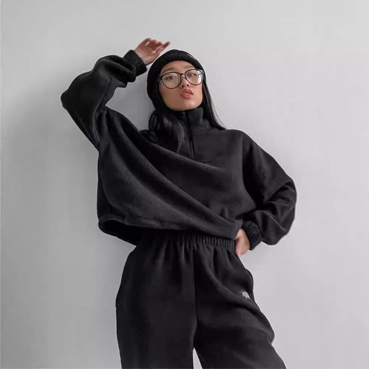 Damen gemütliches Oversized-Fleece-Set Drune