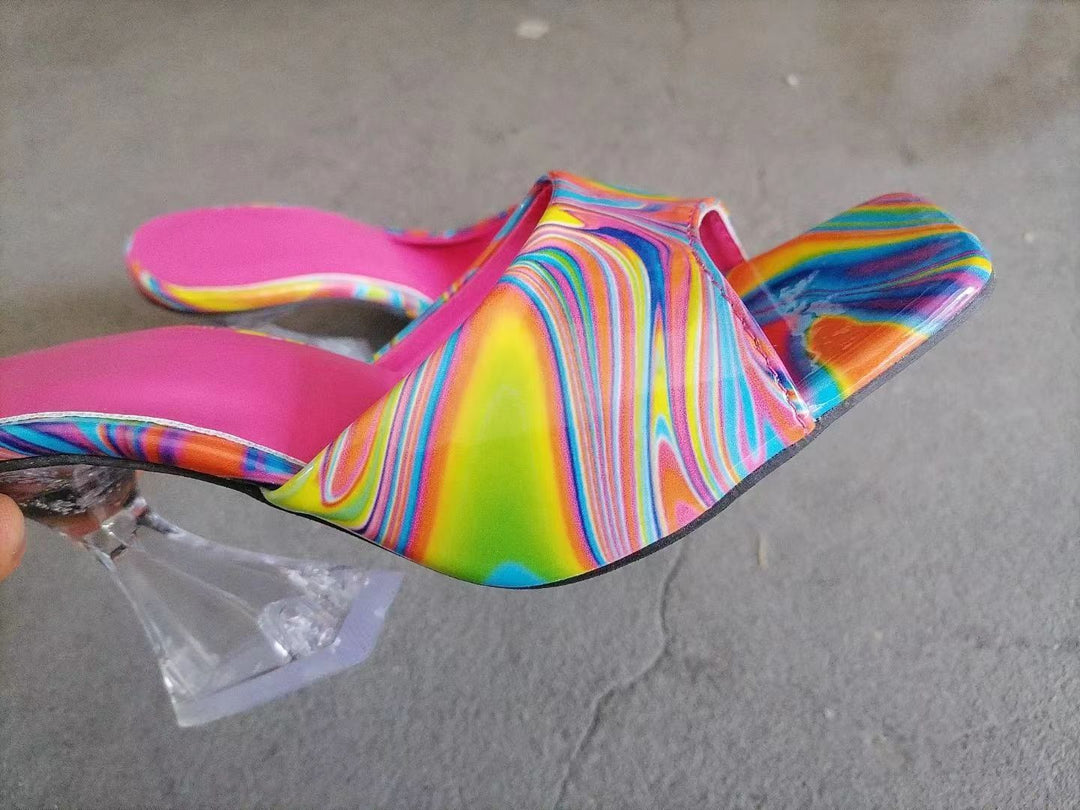 Damen Modische Plateau-Sandalen mit einer eleganten Marmor-Optik und komfortablem Fußbett Drune