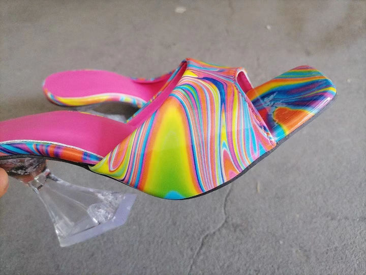 Damen Modische Plateau-Sandalen mit einer eleganten Marmor-Optik und komfortablem Fußbett Drune